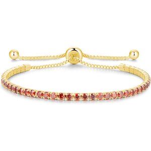Gold-Jan-Garnet Sterling Silver Birthstone 2.5mm Tennis Bolo Bracelet
